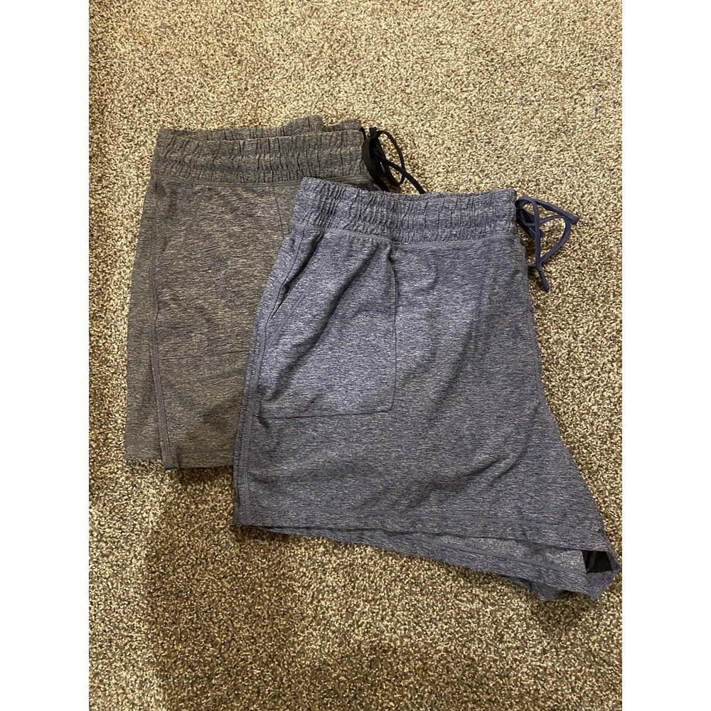Reebok Womens Athletic Shorts Bundle 2 Pack Blue and Gray Heather 3XL